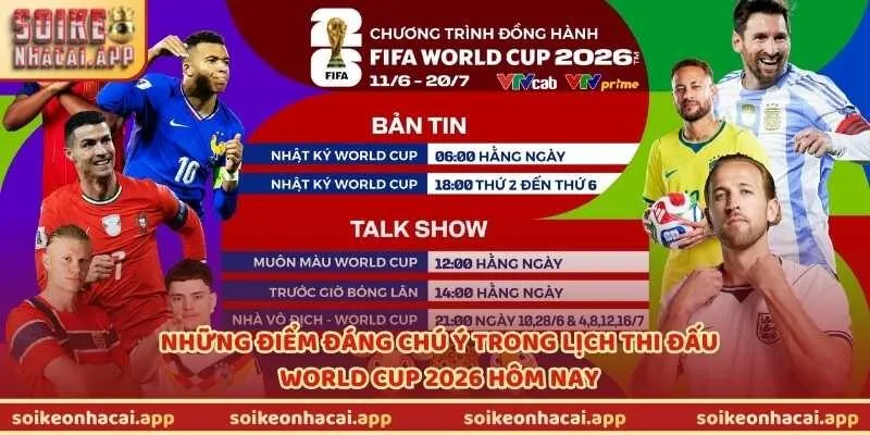 Những điểm đáng chú ý trong lịch thi đấu World Cup 2026 hôm nay